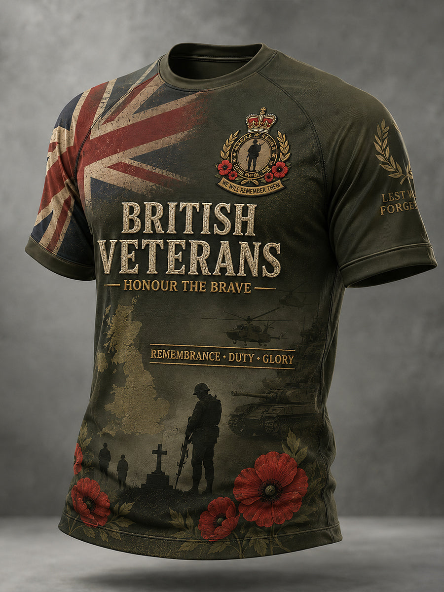 Men's Short-Sleeve Raglan T-Shirt With Military Camouflage Print