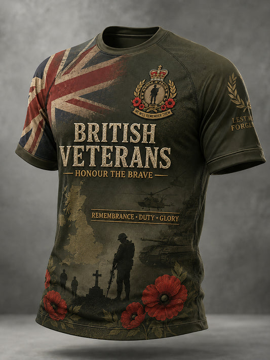 Men's Short-Sleeve Raglan T-Shirt With Military Camouflage Print