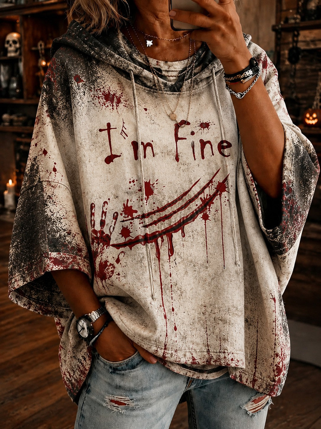 Women's I'm Fine Printed Hoodie