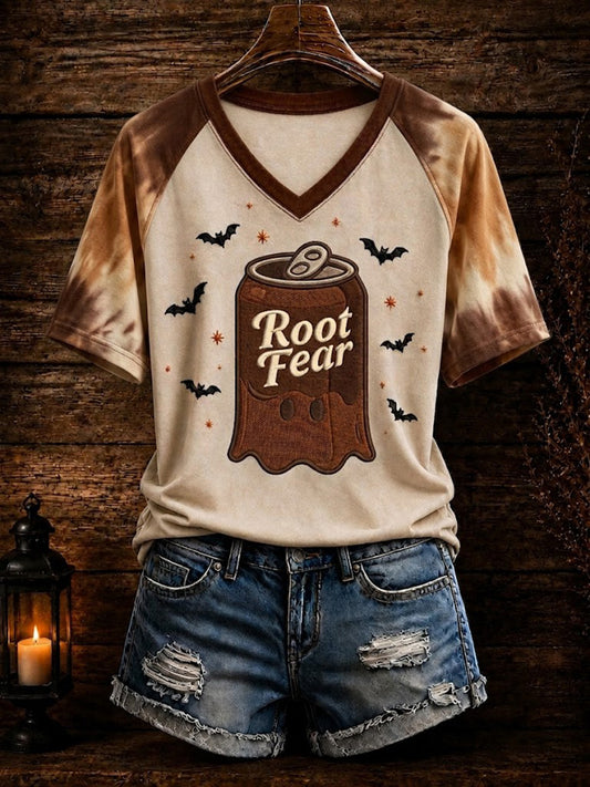 Women's Spooky Soda Can Halloween V-neck T-shirt