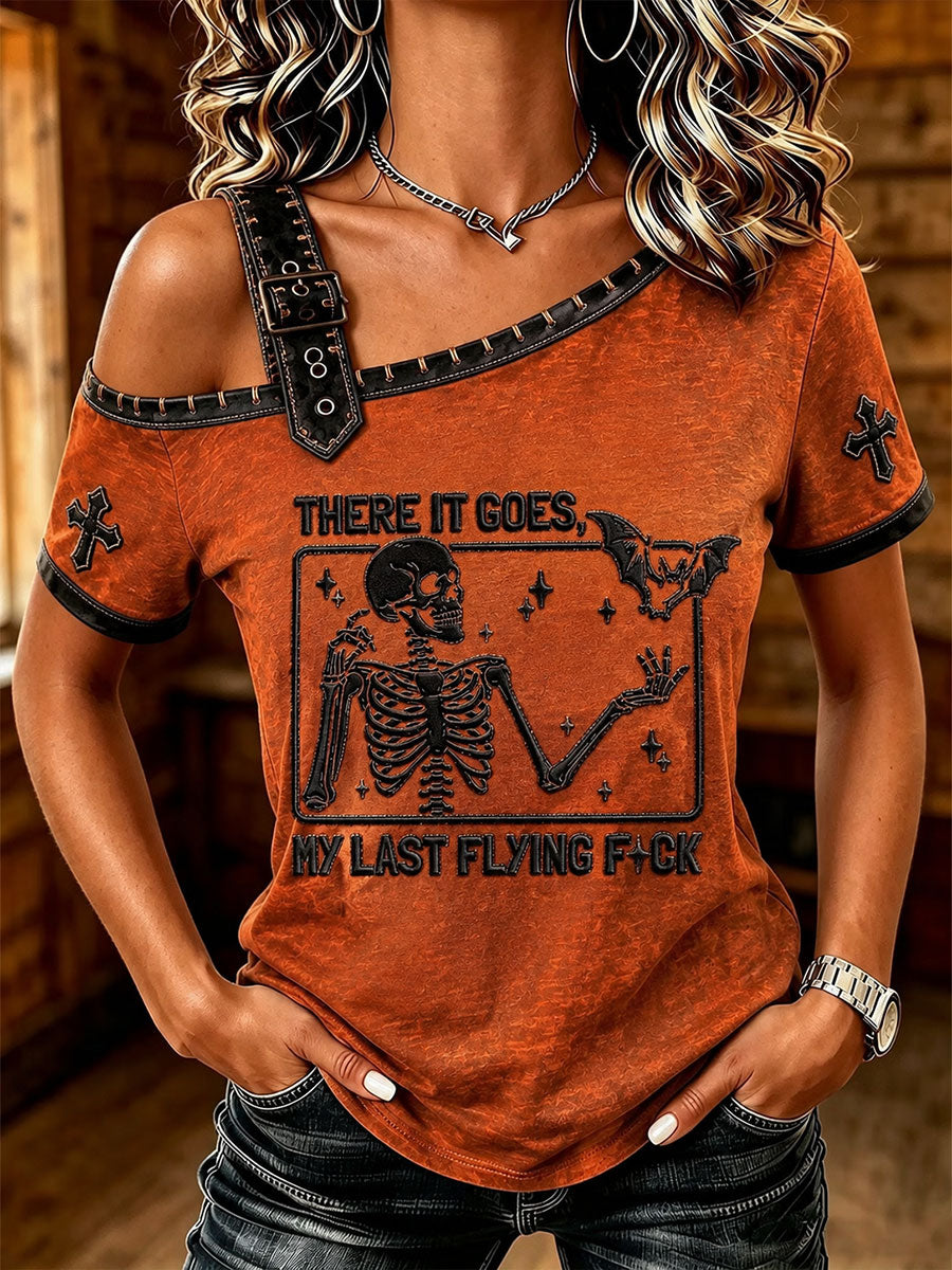 Women's There It Goes My Last Flying F*ck Off-the-Shoulder Short-Sleeve T-Shirt