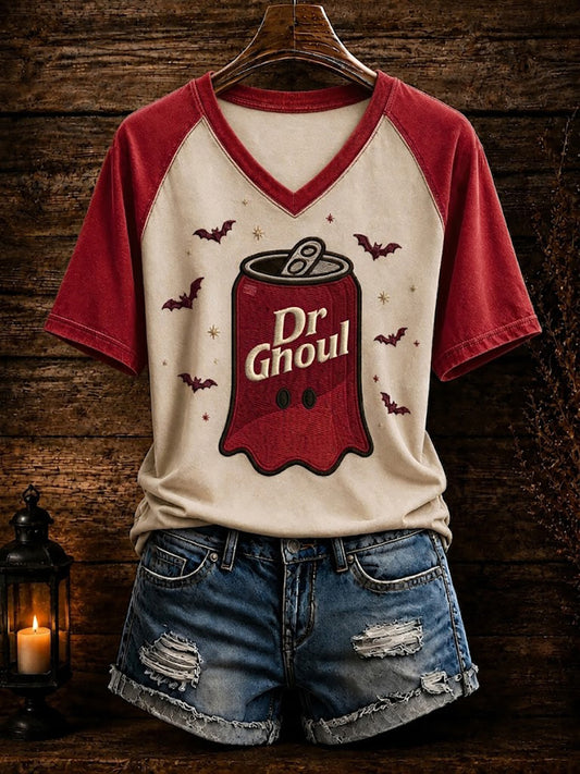 Women's Spooky Soda Can Halloween V-neck T-shirt