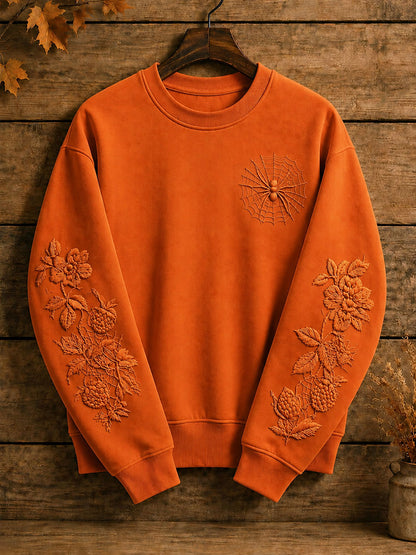 Women's Halloween Gothic Spider Floral Casual Regular Sweatshirt