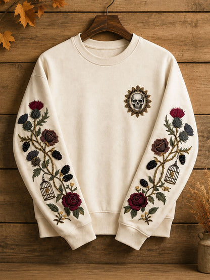 Women's Halloween Gothic Floral Casual Sweatshirt