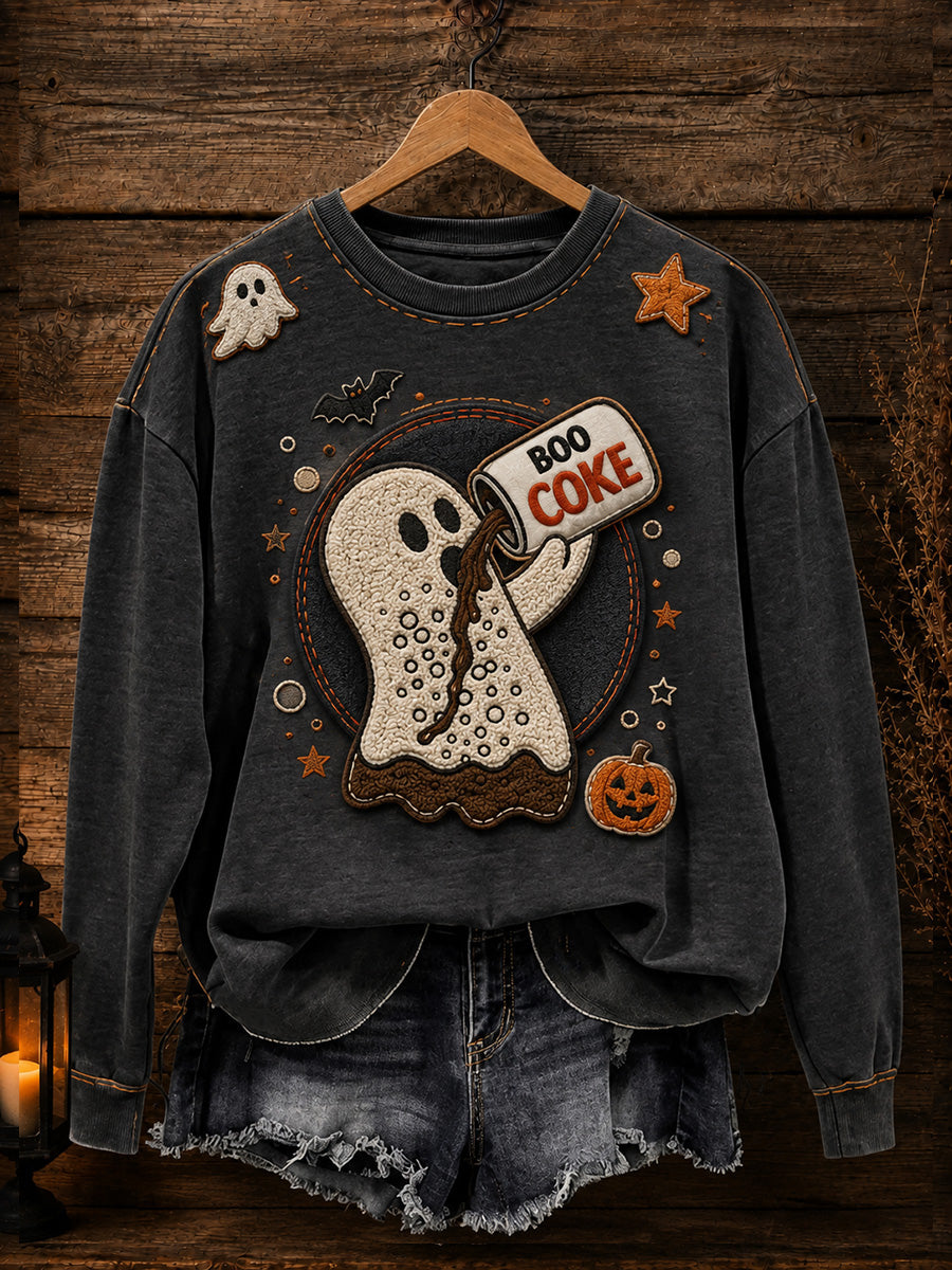 Women's Cute Ghost  Halloween Funny Sweatshirt