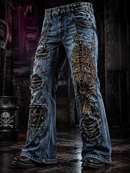 Men's Street Style Black Panther Art Print Pants