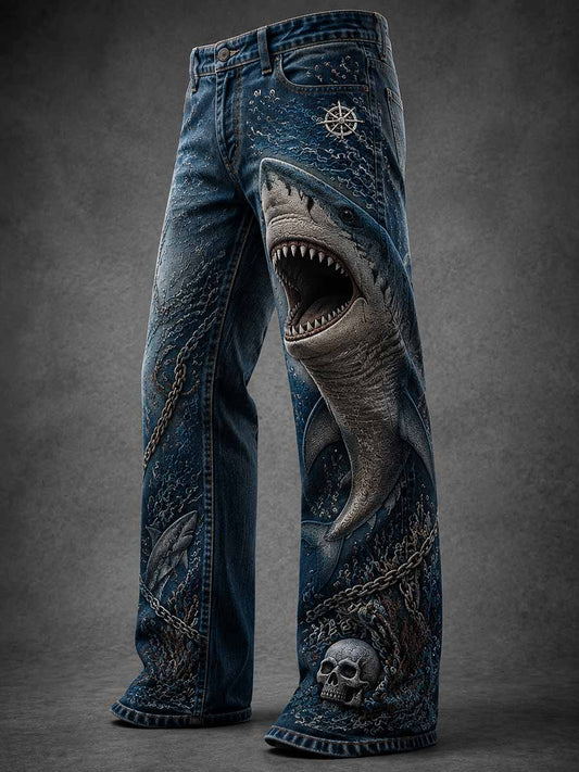 Men's Street Style Shark Art Print Pants