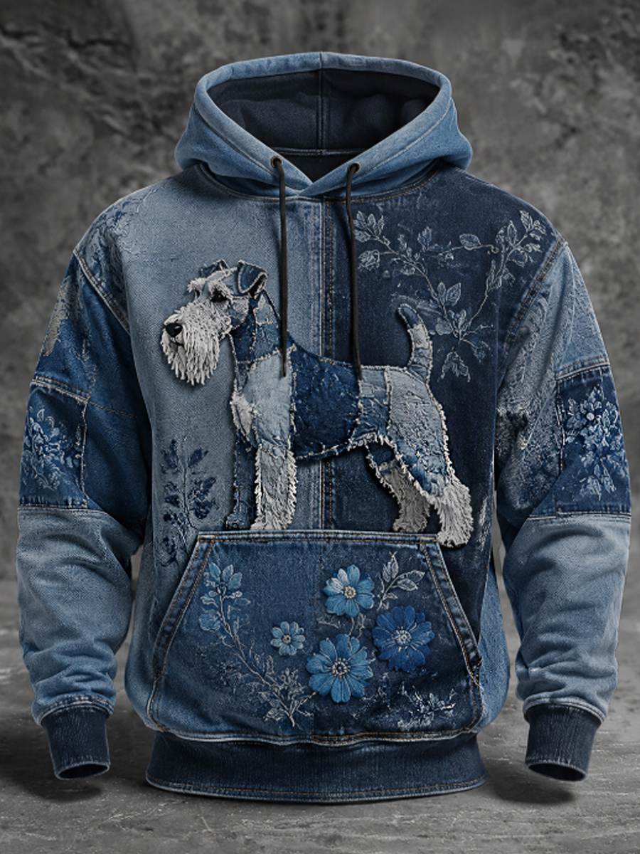 Men's Wire Fox Terrier Oversized Drop-Shoulder Hoodie