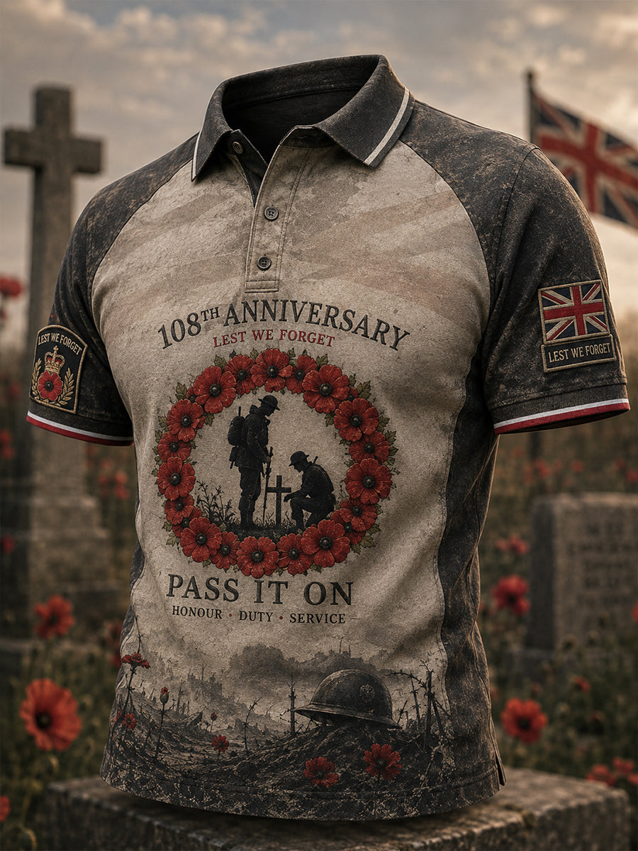 Men's British Remembrance Day  Art Print Polo Shirt