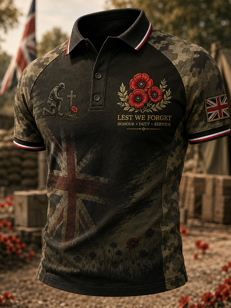Men's British Remembrance Day Art Print Polo Shirt