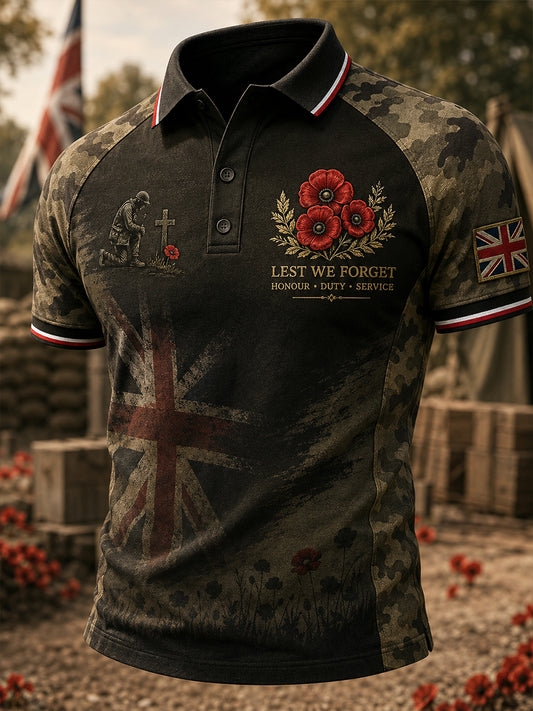 Men's British Remembrance Day Art Print Polo Shirt