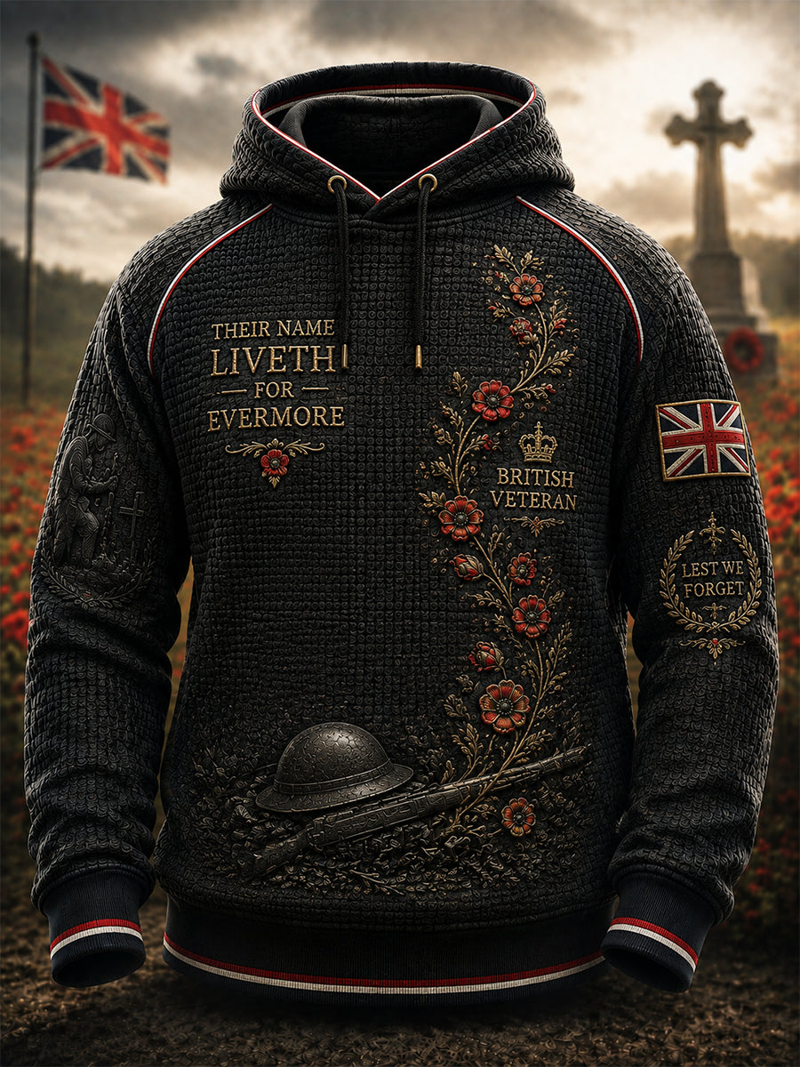 Men's British Veteran Commemorative Print Hooded Sweatshirt
