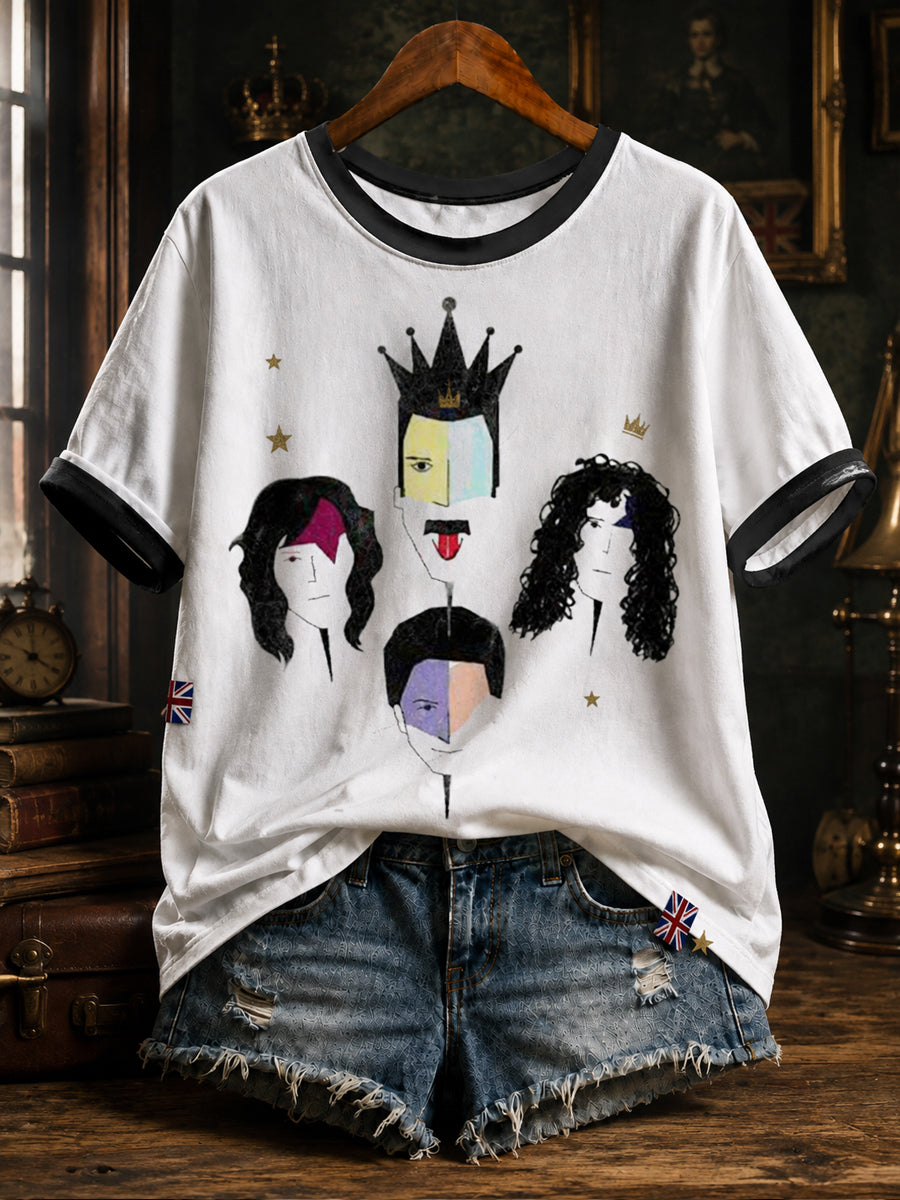 Women's UK Music Lover Q Art Printed T-shirt