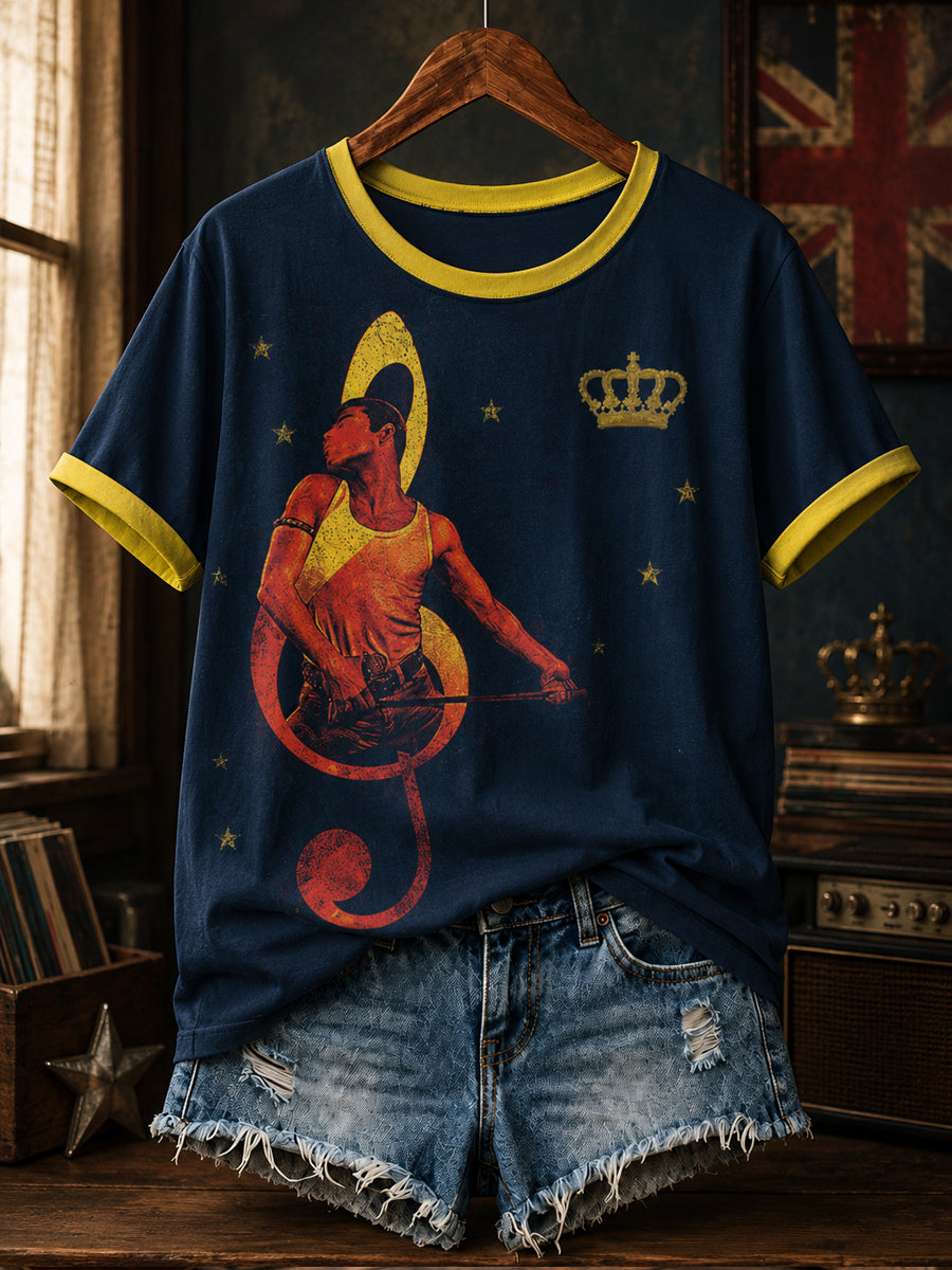 Women's UK Music Lover Q Art Printed T-shirt