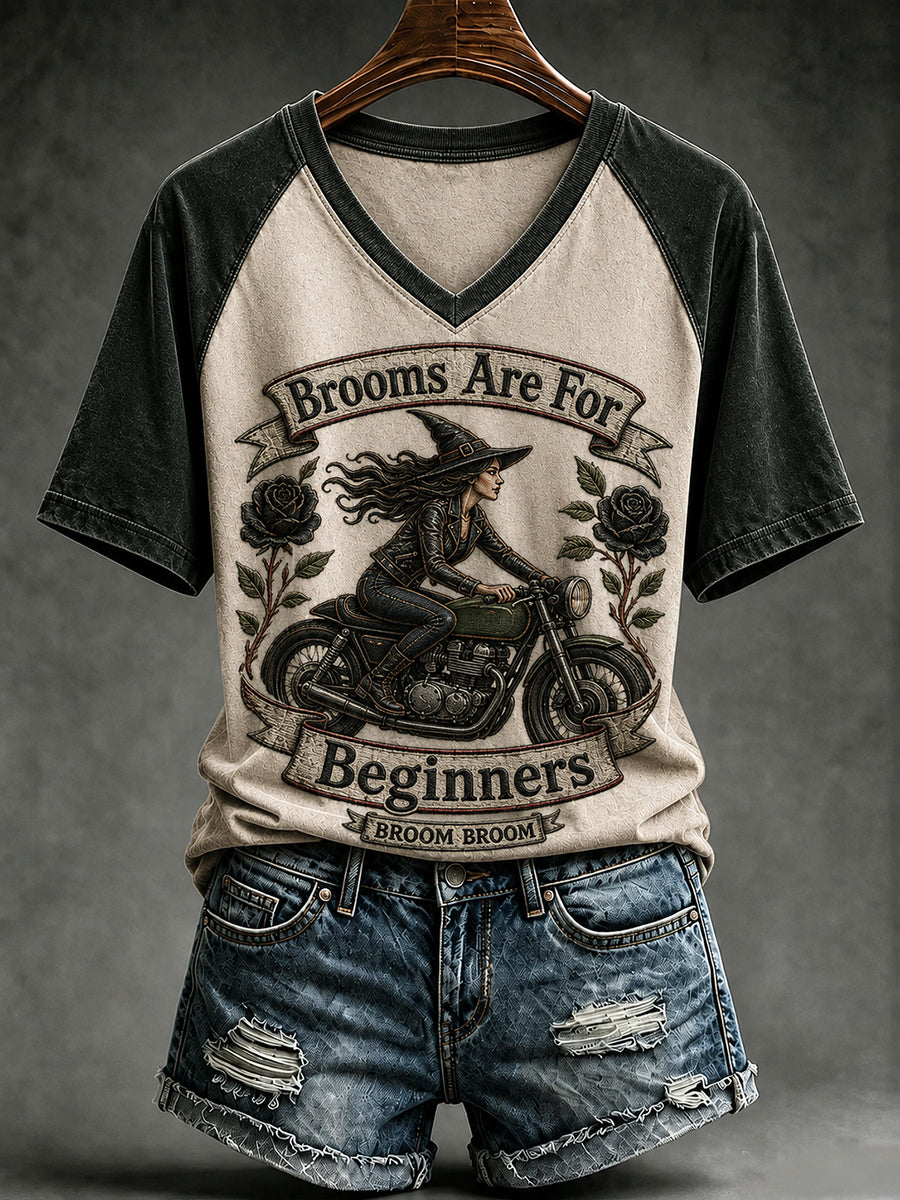 Women's Brooms Are For The Beginners V-neck T-shirt
