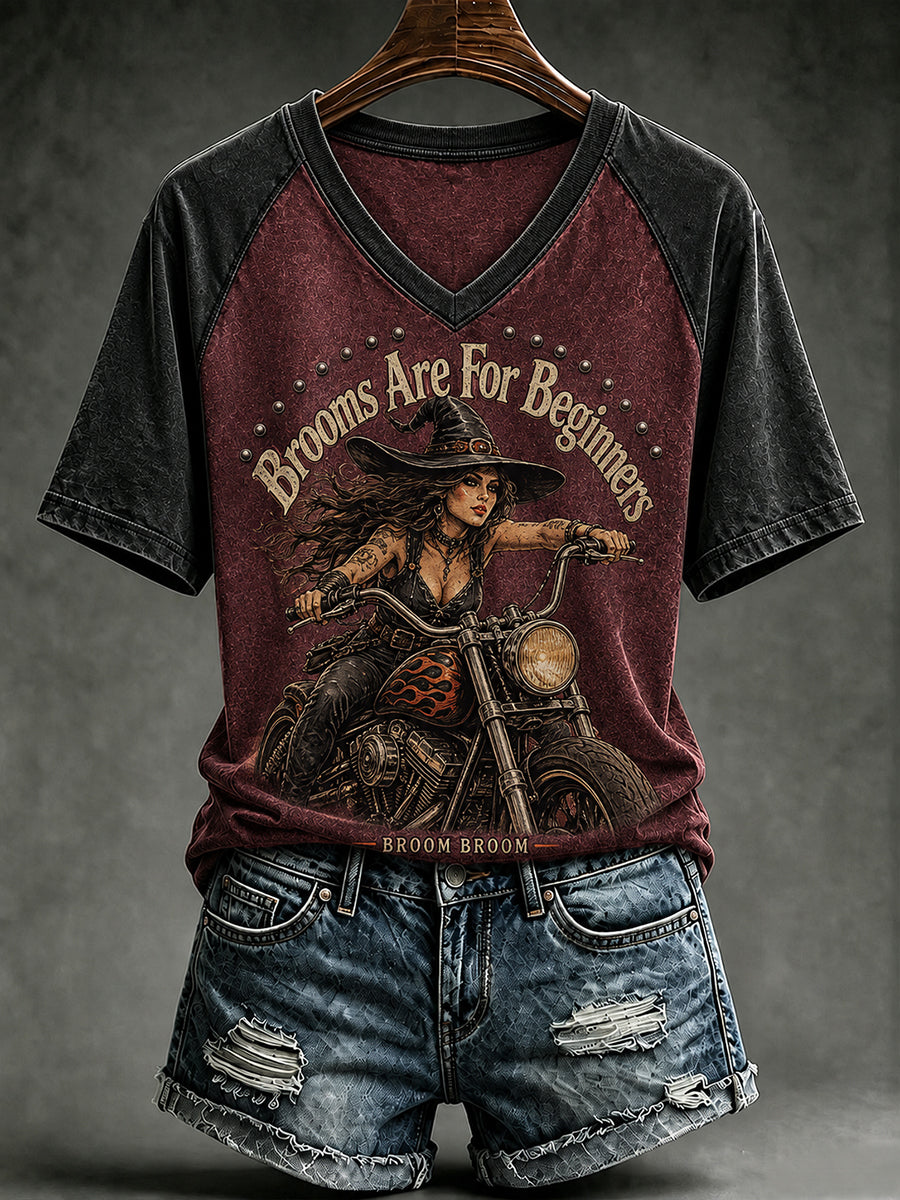 Women's Brooms Are For The Beginners V-neck T-shirt