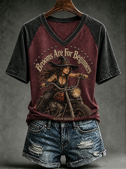 Women's Brooms Are For The Beginners V-neck T-shirt