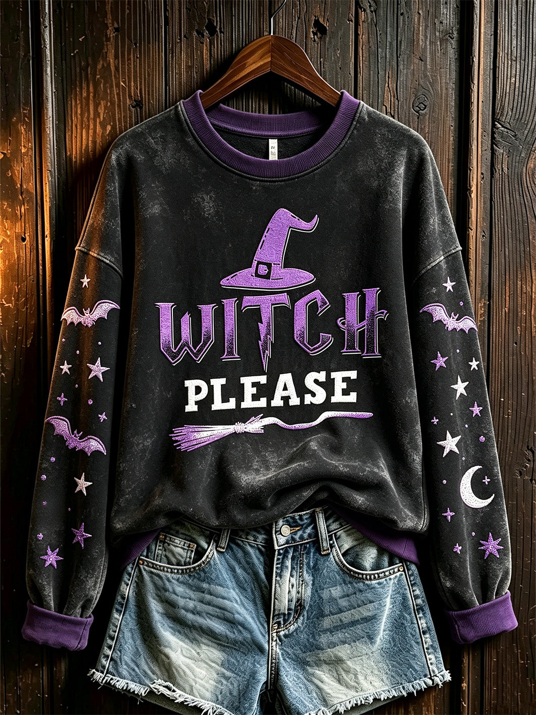 Women's retro Halloween pattern printed casual sweatshirt