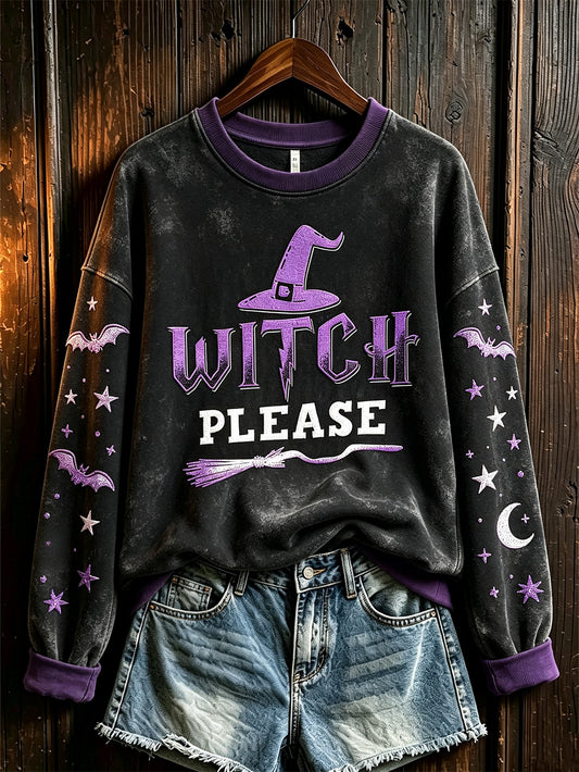 Women's retro Halloween pattern printed casual sweatshirt