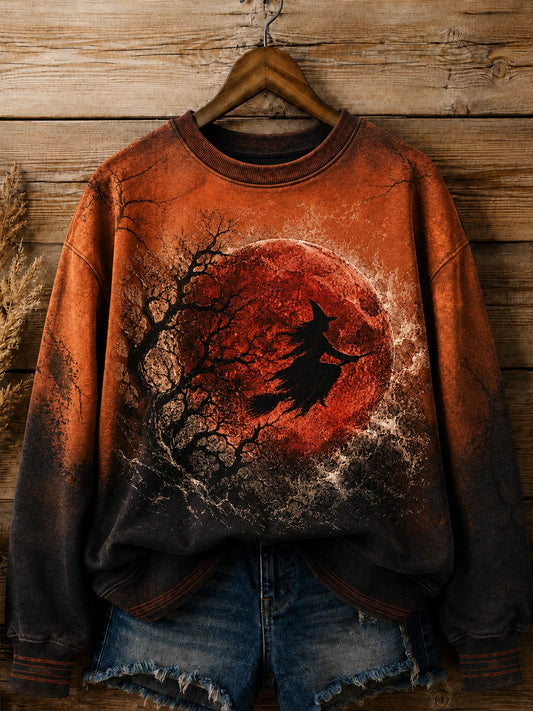 Women's Halloween Witch Printed Sweatshirt