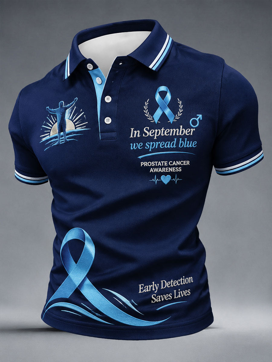 Men's 'In September We Spread Blue' Prostate Cancer Awareness Shirts
