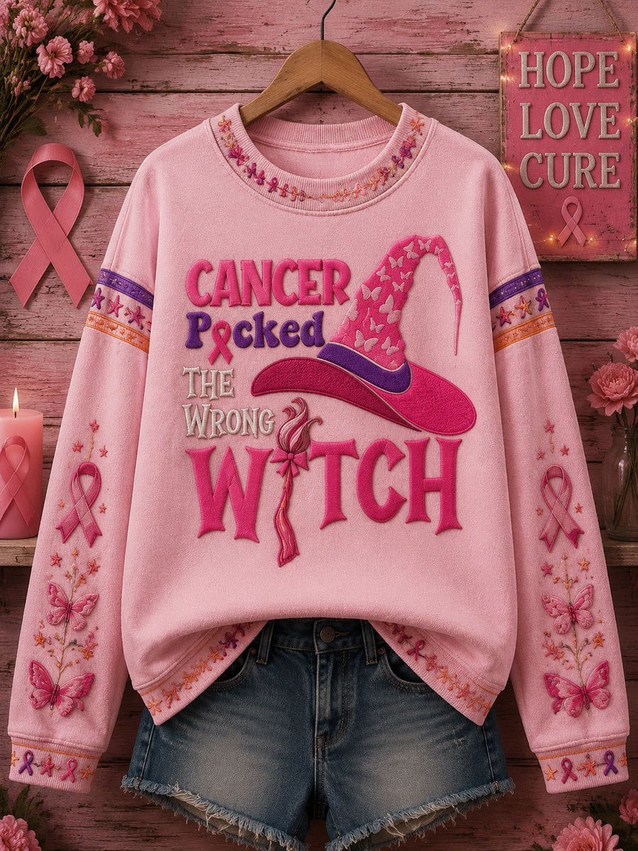 Women's Halloween Breast Cancer Pink Print Sweatshirt