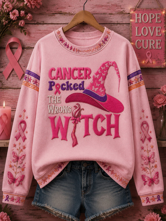 Women's Halloween Breast Cancer Pink Print Sweatshirt