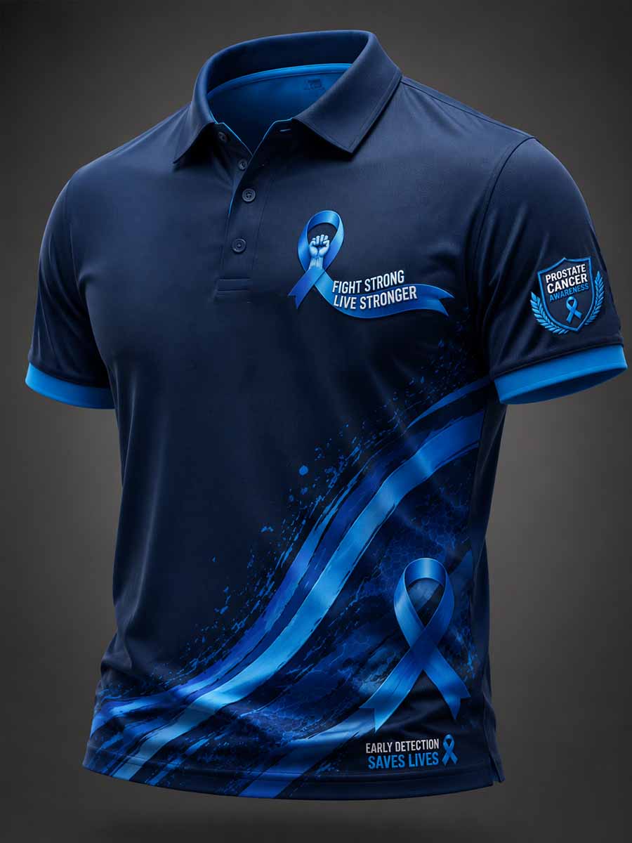 Men's Fun Prostate Cancer Awareness Pattern Printed Polo Shirt