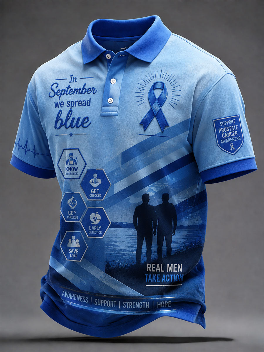 Men's 'In September We Spread Blue' Prostate Cancer Awareness Shirts