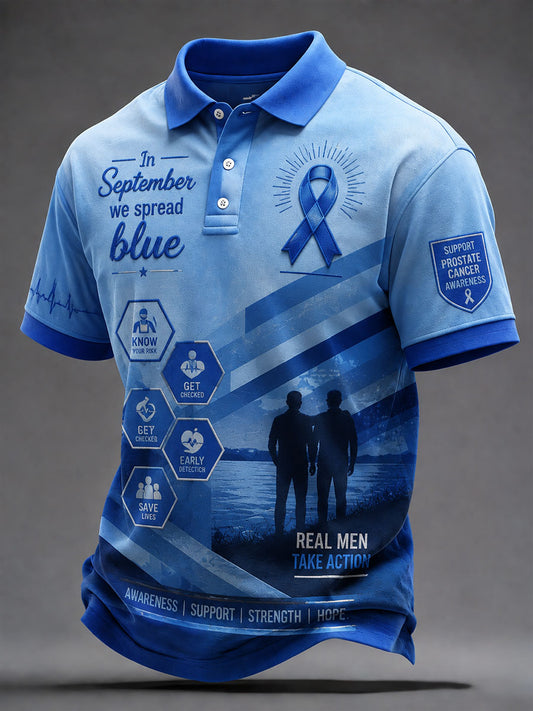 Men's 'In September We Spread Blue' Prostate Cancer Awareness Shirts