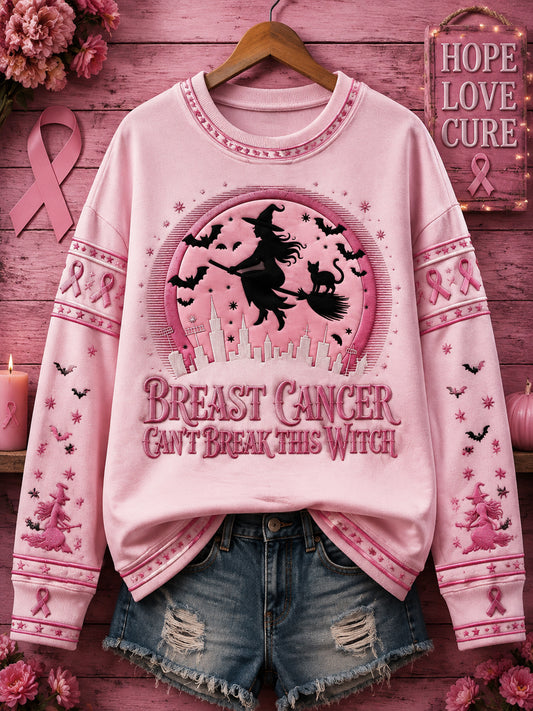 Women's Halloween Breast Cancer Pink Print Sweatshirt