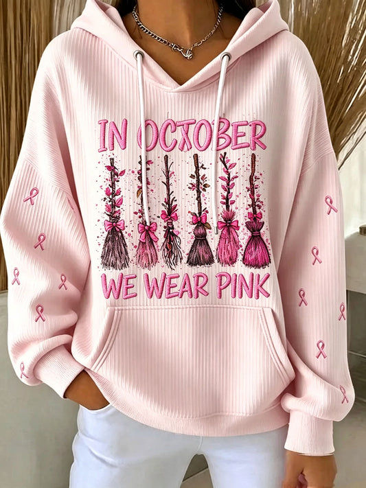 Women's In October We Wear Pink Witch Hoodie