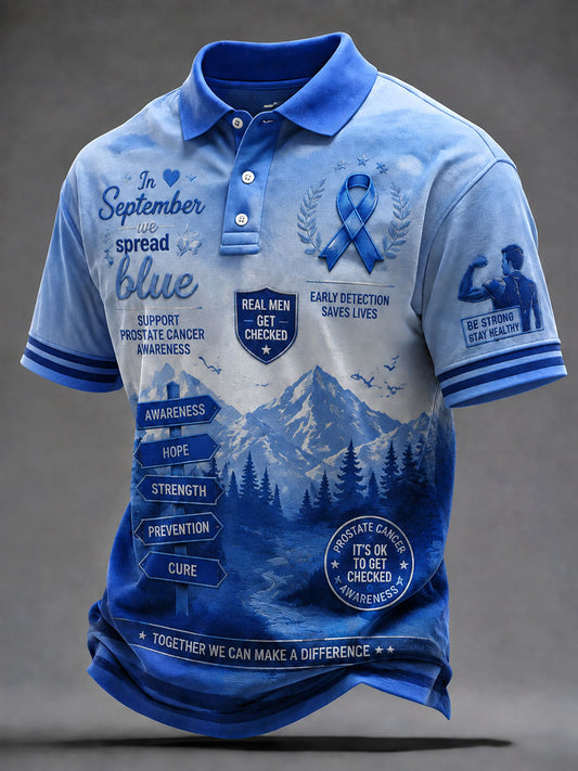 Men's 'In September We Spread Blue' Prostate Cancer Awareness Shirts