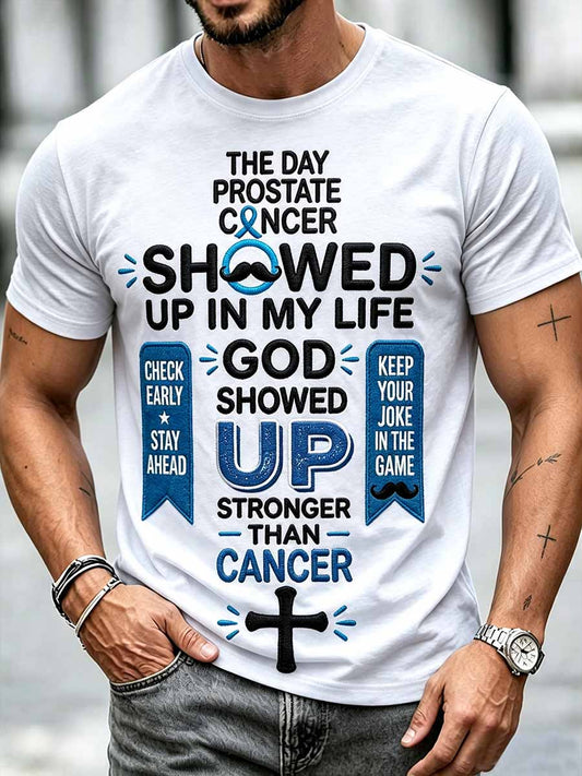 Men's Fun Prostate Cancer Awareness Pattern Printed T-Shirt