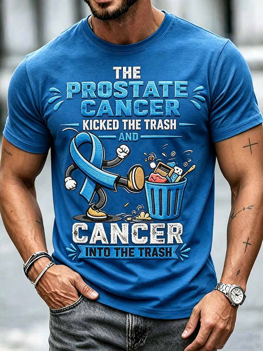 Men's Fun Prostate Cancer Awareness Pattern Printed T-Shirt