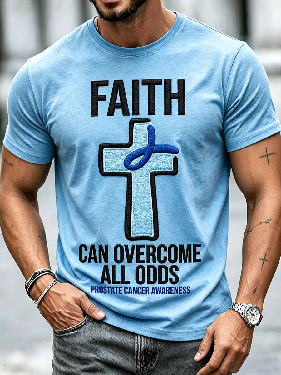 Men's Fun Prostate Cancer Awareness Pattern Printed T-Shirt