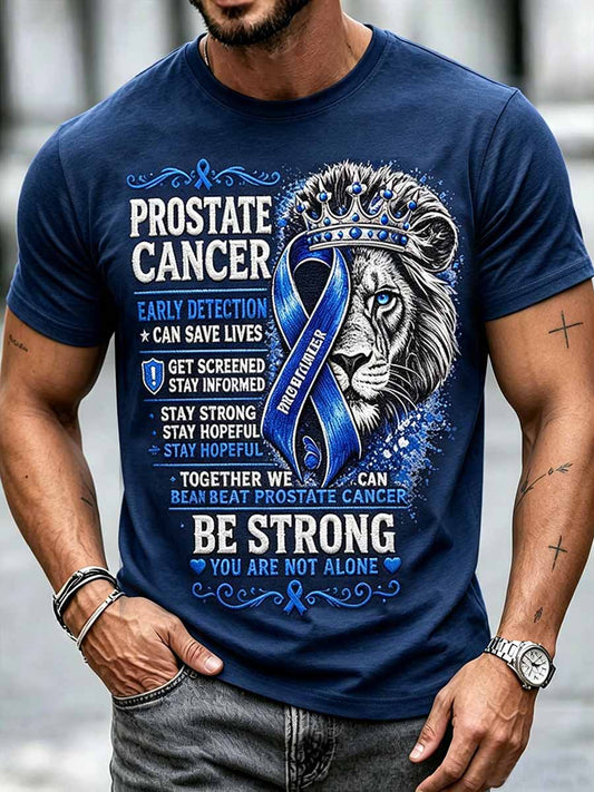 Men's Fun Prostate Cancer Awareness Pattern Printed T-Shirt