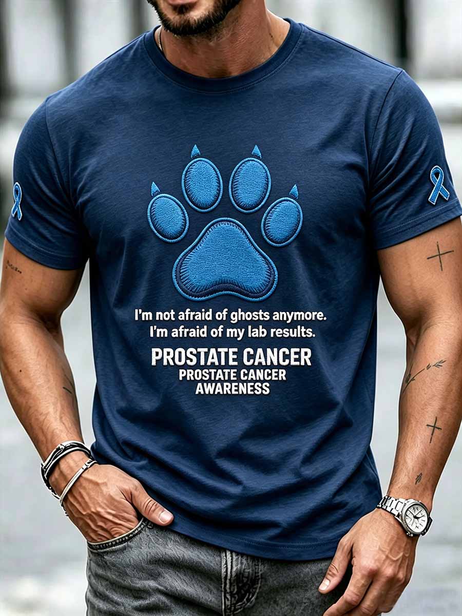 Men's Fun Prostate Cancer Awareness Pattern Printed T-Shirt