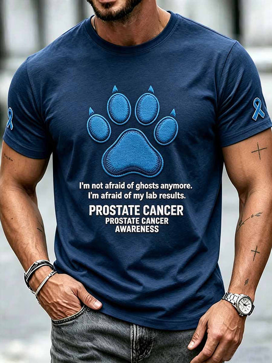 Men's Fun Prostate Cancer Awareness Pattern Printed T-Shirt