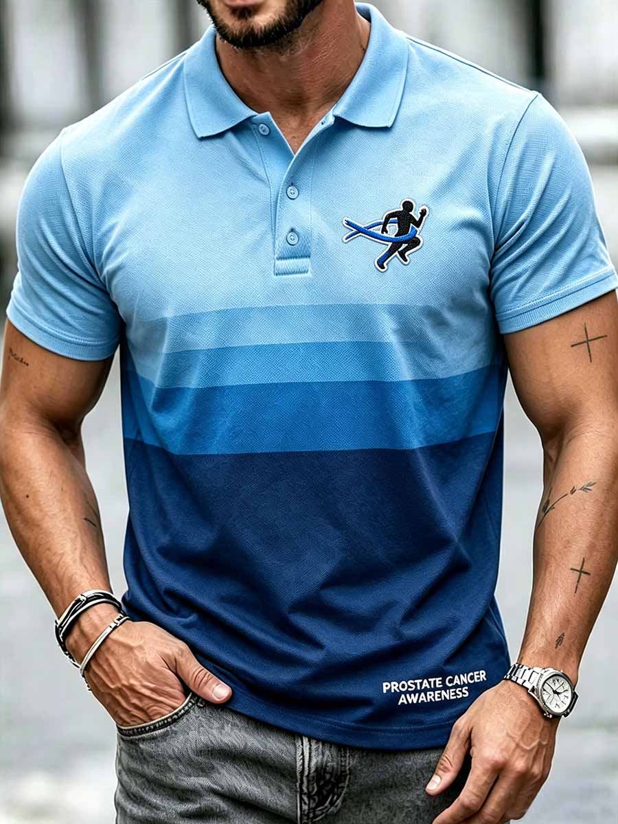 Men's Fun Prostate Cancer Awareness Pattern Printed Polo Shirt
