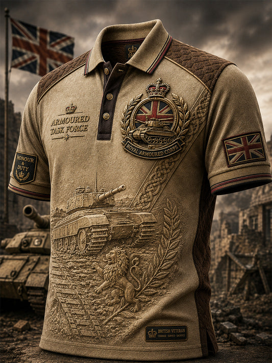 Men's British Veteran Commemorative Print Short-Sleeve Polo Shirt
