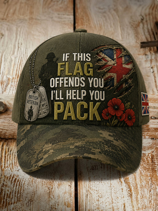 Men's Vintage-Style Hat With Veteran Commemorative Slogan Print