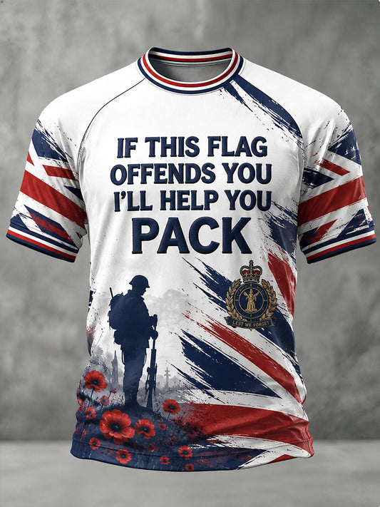Men's Vintage Veteran-Themed Graphic Raglan Short-Sleeve T-Shirt