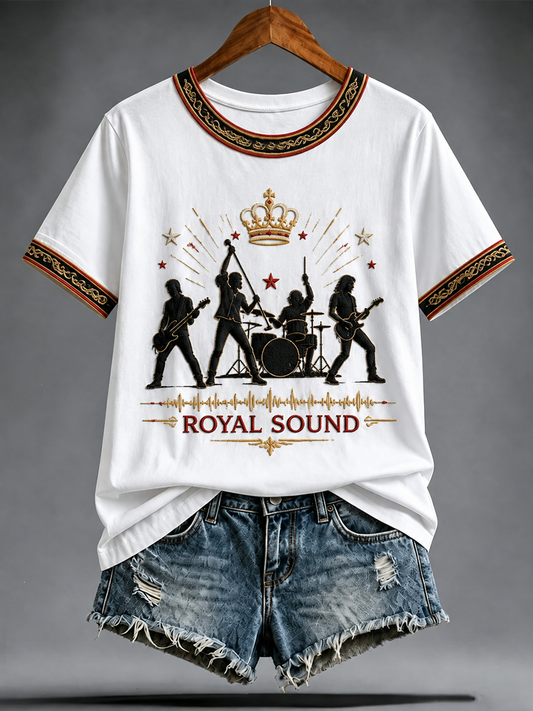 Women's UK Music Lover Q Art Printed short-sleeved T-shirt