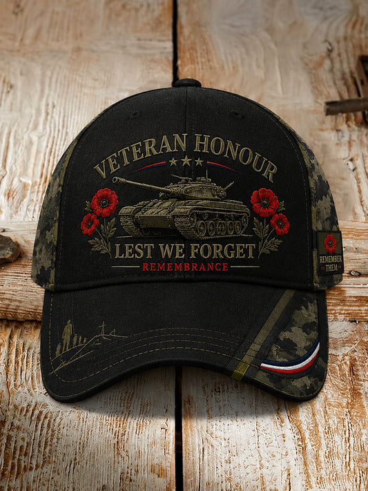 Men's Vintage Military Veteran Commemorative Print Hat