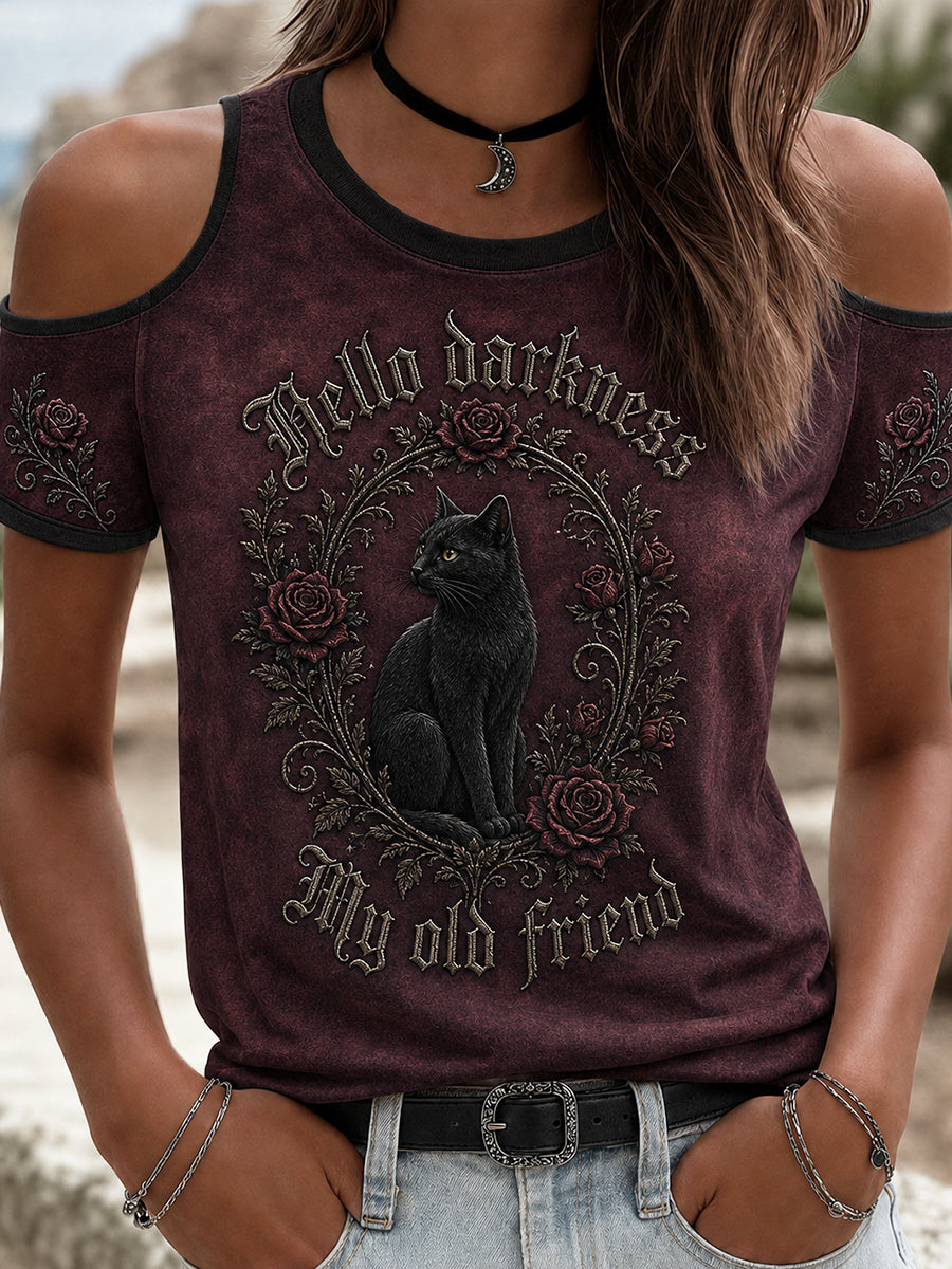 Women's Hello Darkness My Old Friend Halloween Print T-shirt