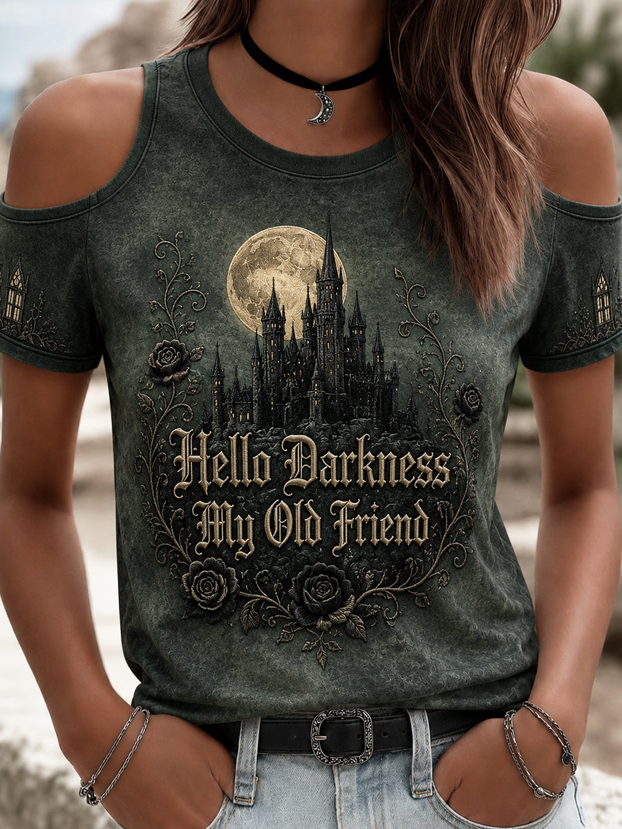 Women's Hello Darkness My Old Friend Halloween Print T-shirt
