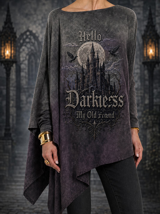 Women's Hello Darkness My Old Friend Halloween Print Casual Top