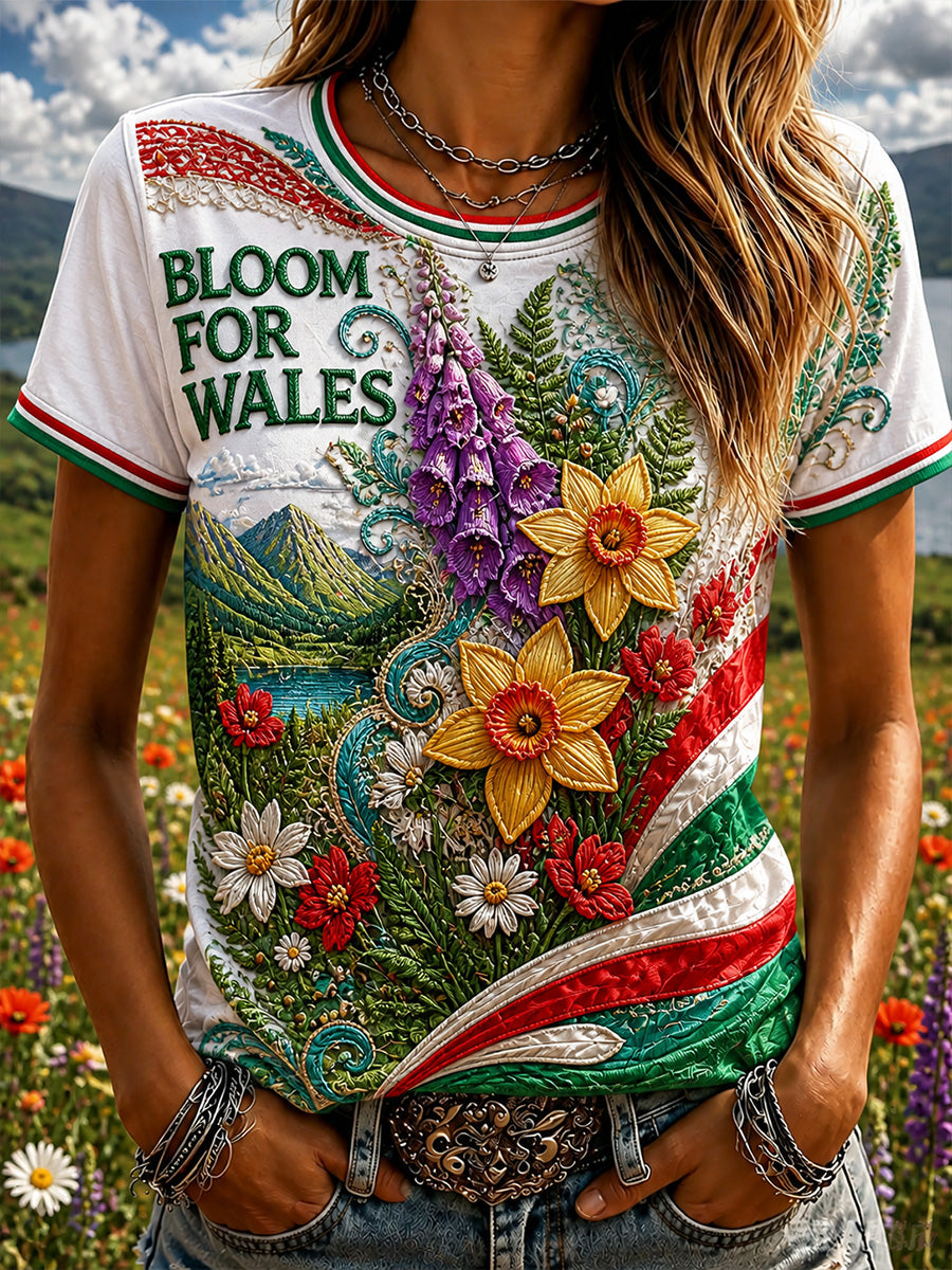 Vintage-Style British Welsh Art Print Casual T-Shirt