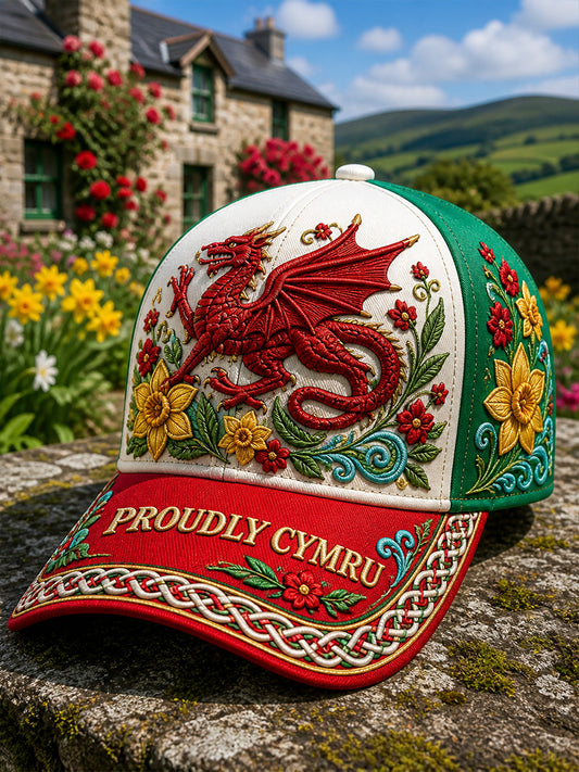 Unisex Vintage British/Welsh Art Print Casual Hat